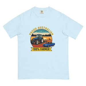 The Tractor Mugs Store Chambray New Holland TM 135 PROUD AUSTRALIAN 100% FARMER Outdoor | Unisex Premium T-shirt Quality Farmers Merch
