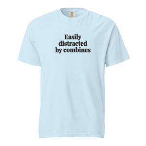 The Tractor Mugs Store Chambray / S Easily Distracted By Combines | Unisex Premium T-shirt Quality Farmers Merch