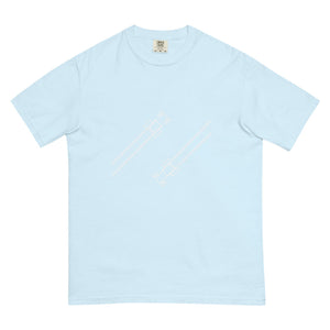 The Tractor Mugs Store Chambray / S Two Tractors + Tram Lines | Unisex Premium T-shirt Quality Farmers Merch
