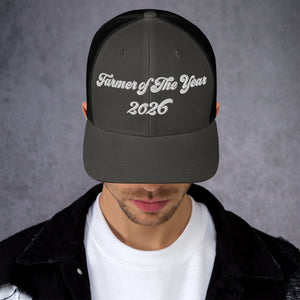The Tractor Mugs Store Charcoal/ Black Farmer of The Year 2026 | Retro 70's Trucker Cap Quality Farmers Merch