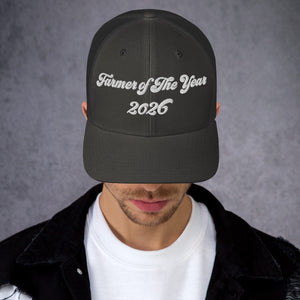 The Tractor Mugs Store Charcoal Farmer of The Year 2026 | Retro 70's Trucker Cap Quality Farmers Merch
