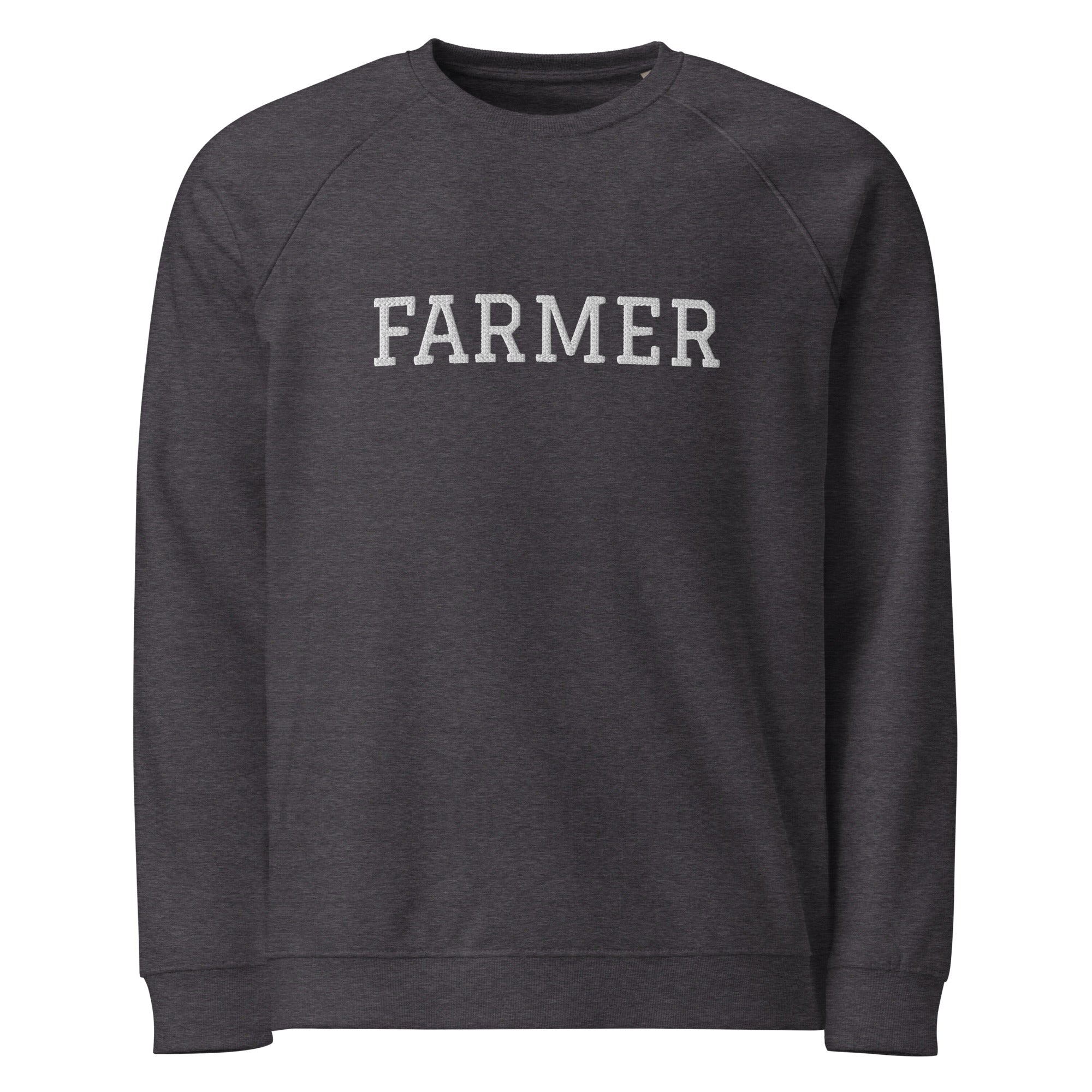 The Tractor Mugs Store Charcoal Melange / XS FARMER Unisex | Organic Raglan Sweatshirt Quality Farmers Merch