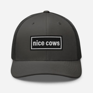 The Tractor Mugs Store Charcoal Oasis Style Retro Nice Cows | Trucker Cap Quality Farmers Merch