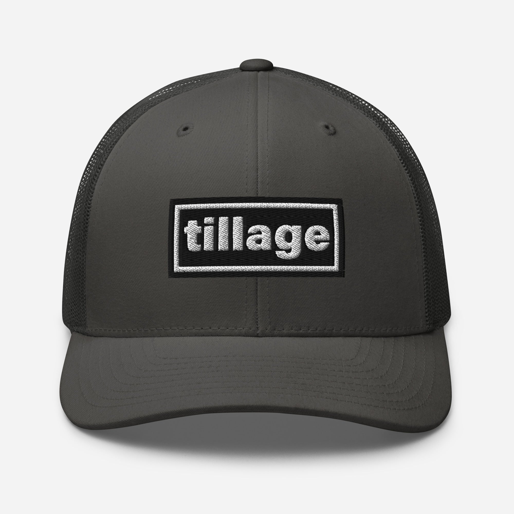 The Tractor Mugs Store Charcoal Oasis Style Retro Tillage | Trucker Cap Quality Farmers Merch