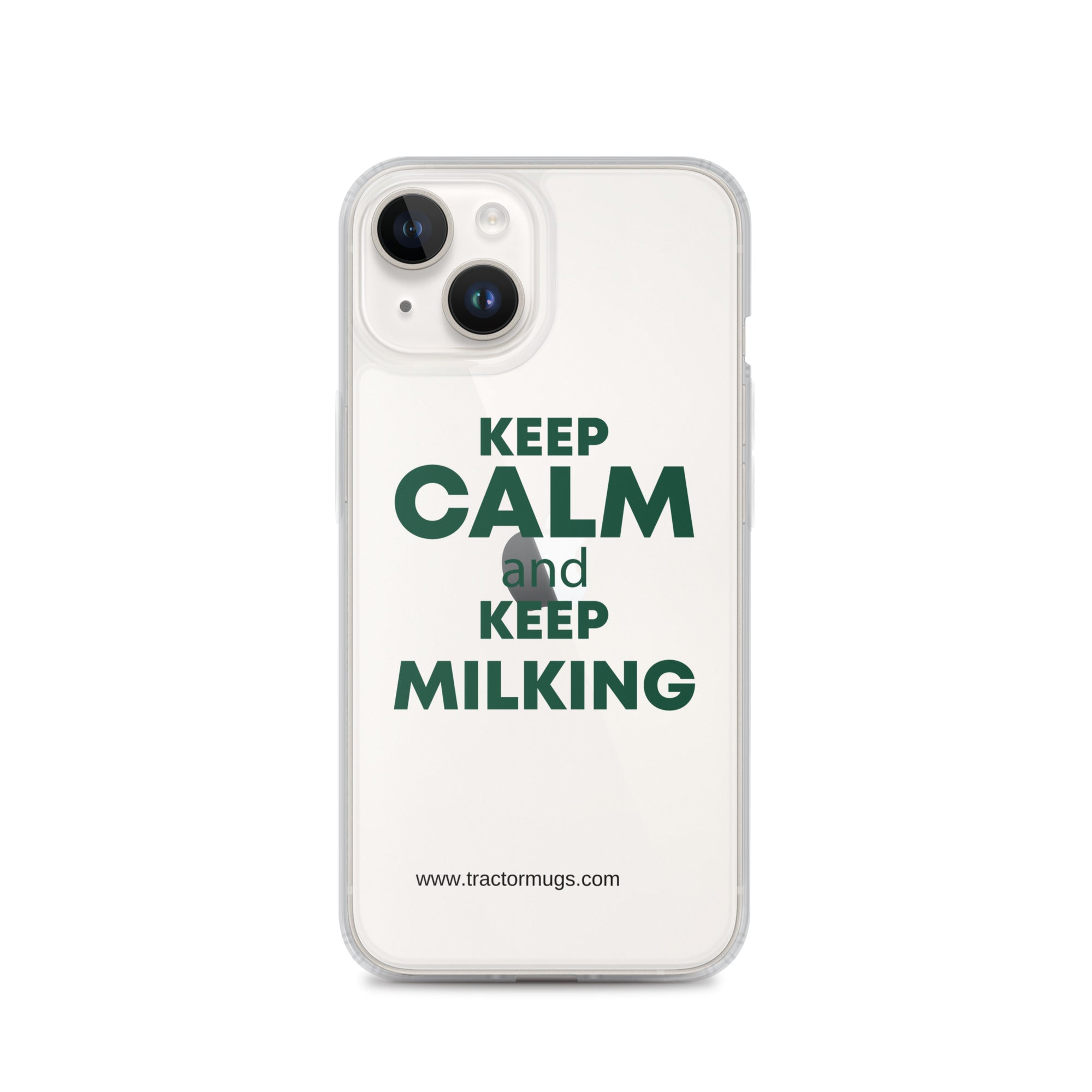 The Tractor Mugs Store Clear Case for iPhone® iPhone 14 KEEP CALM and KEEP MILKING | Clear Case for iPhone® Quality Farmers Merch