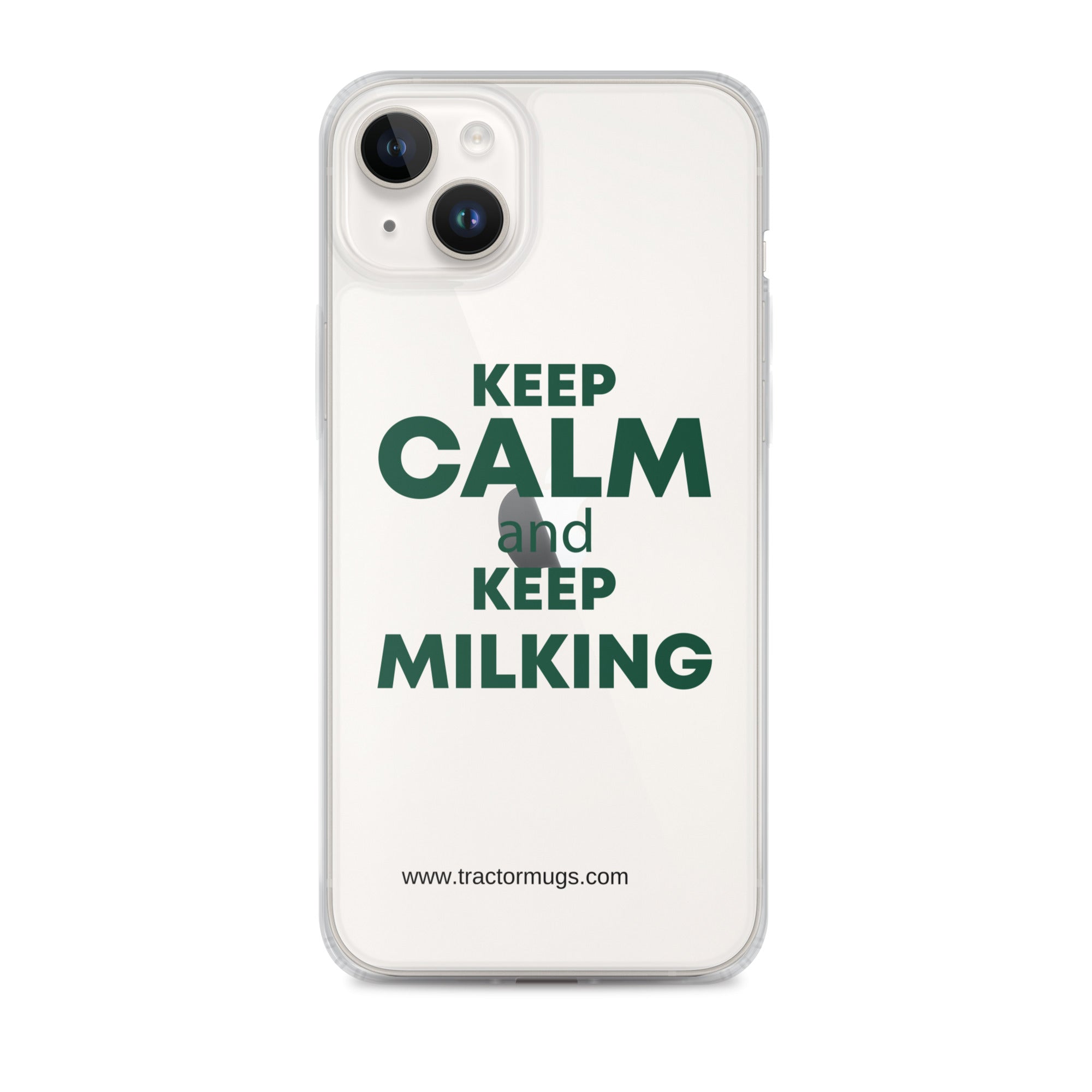 The Tractor Mugs Store Clear Case for iPhone® iPhone 14 Plus KEEP CALM and KEEP MILKING | Clear Case for iPhone® Quality Farmers Merch