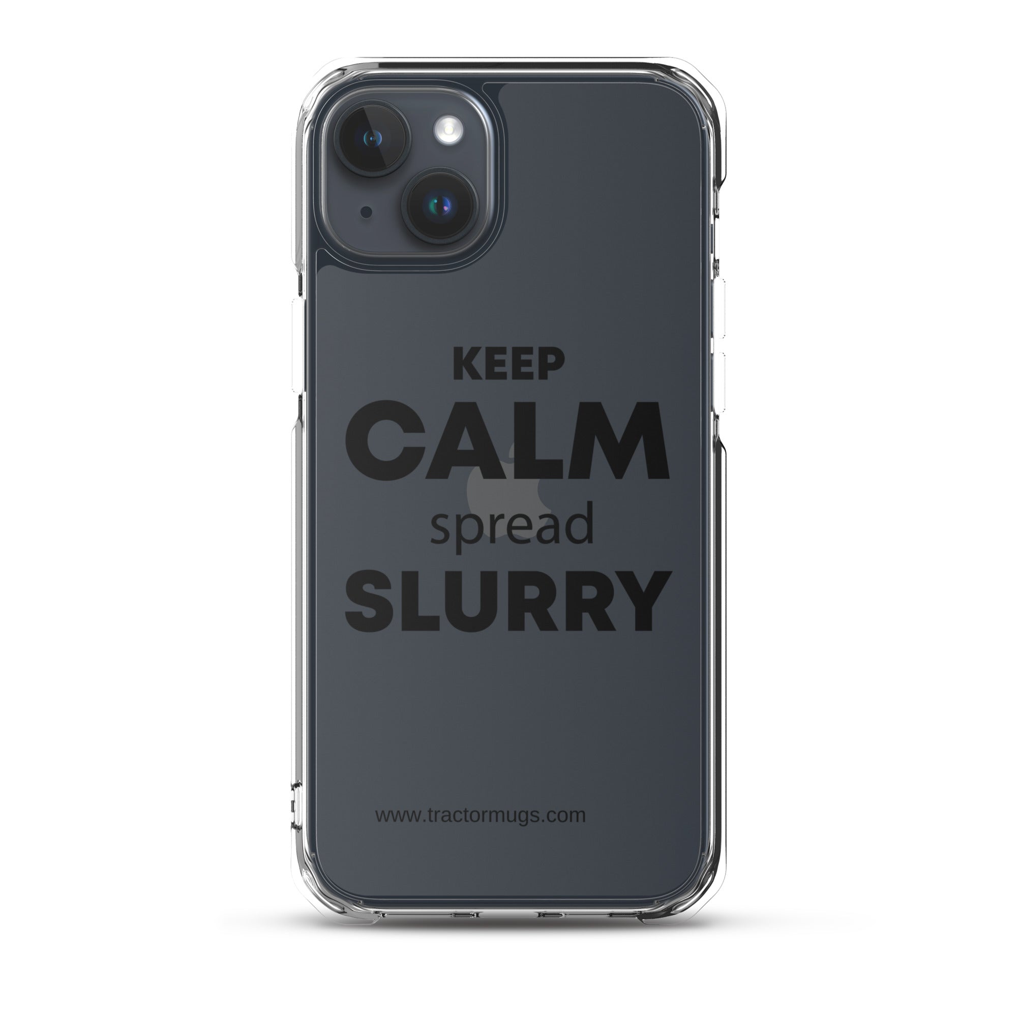 The Tractor Mugs Store Clear Case for iPhone® iPhone 15 Plus KEEP CALM spread SLURRY | Clear Case for iPhone® Quality Farmers Merch