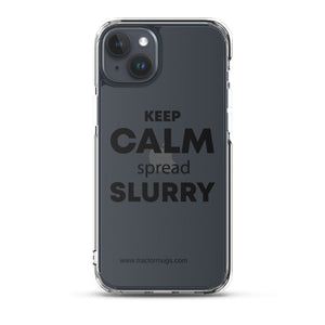 The Tractor Mugs Store Clear Case for iPhone® iPhone 15 Plus KEEP CALM spread SLURRY | Clear Case for iPhone® Quality Farmers Merch