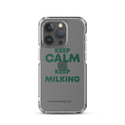The Tractor Mugs Store Clear Case for iPhone® iPhone 15 Pro KEEP CALM and KEEP MILKING | Clear Case for iPhone® Quality Farmers Merch