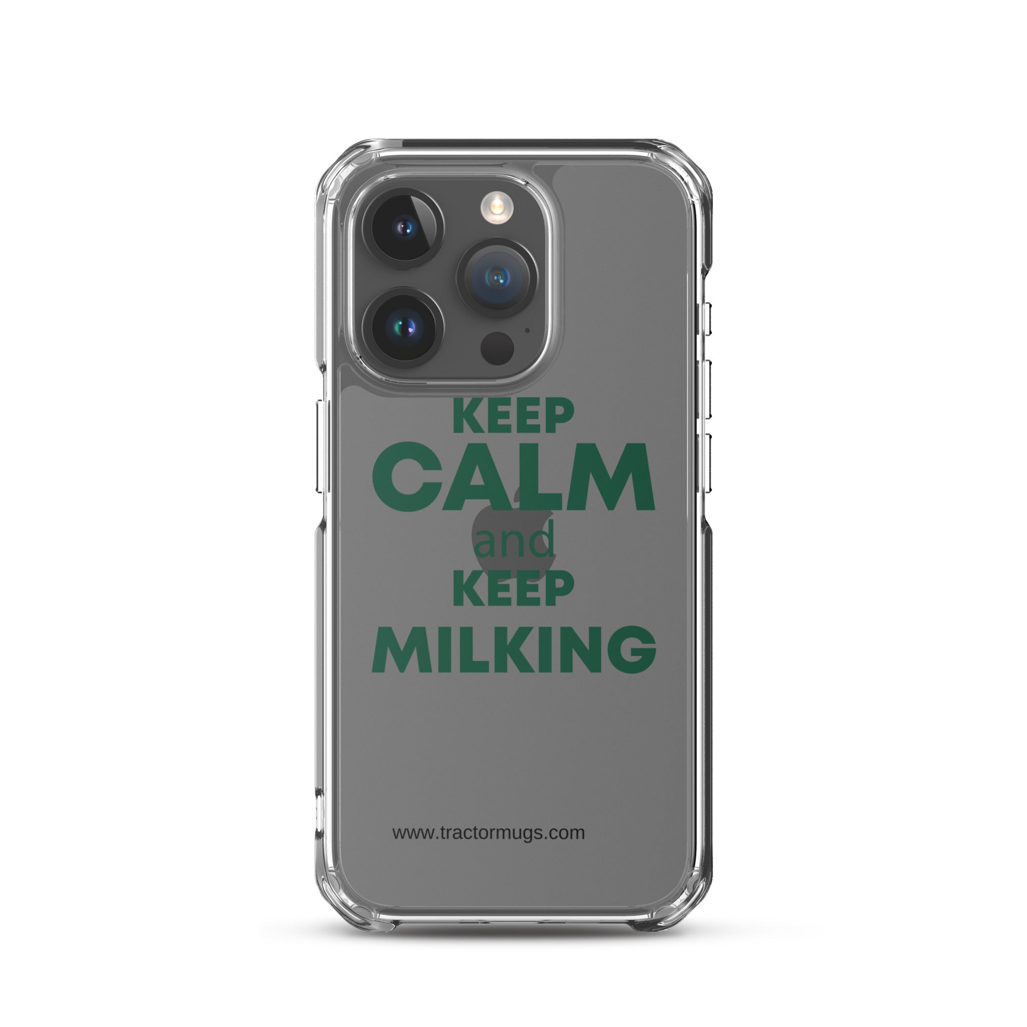 The Tractor Mugs Store Clear Case for iPhone® iPhone 15 Pro KEEP CALM and KEEP MILKING | Clear Case for iPhone® Quality Farmers Merch