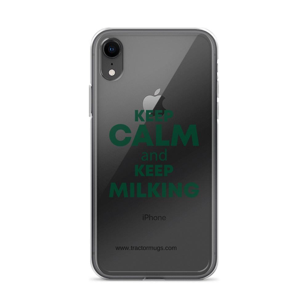 The Tractor Mugs Store Clear Case for iPhone® iPhone XR KEEP CALM and KEEP MILKING | Clear Case for iPhone® Quality Farmers Merch