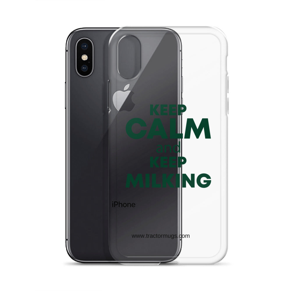 The Tractor Mugs Store Clear Case for iPhone® KEEP CALM and KEEP MILKING | Clear Case for iPhone® Quality Farmers Merch