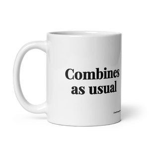 The Tractor Mugs Store Combines as Usual | White Glossy Mug Quality Farmers Merch