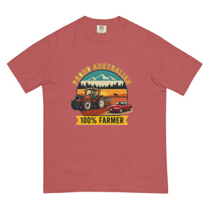 The Tractor Mugs Store Crimson FIATAGRI F130 PROUD AUSTRALIAN 100% FARMER Outdoor | Unisex Premium T-shirt Quality Farmers Merch