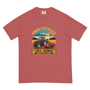 The Tractor Mugs Store Crimson FIATAGRI F140 PROUD AUSTRALIAN 100% FARMER Outdoor | Unisex Premium T-shirt Quality Farmers Merch