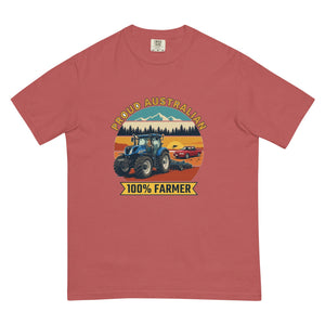 The Tractor Mugs Store Crimson New Holland T7.225 PROUD AUSTRALIAN 100% FARMER Outdoor | Unisex Premium T-shirt Quality Farmers Merch