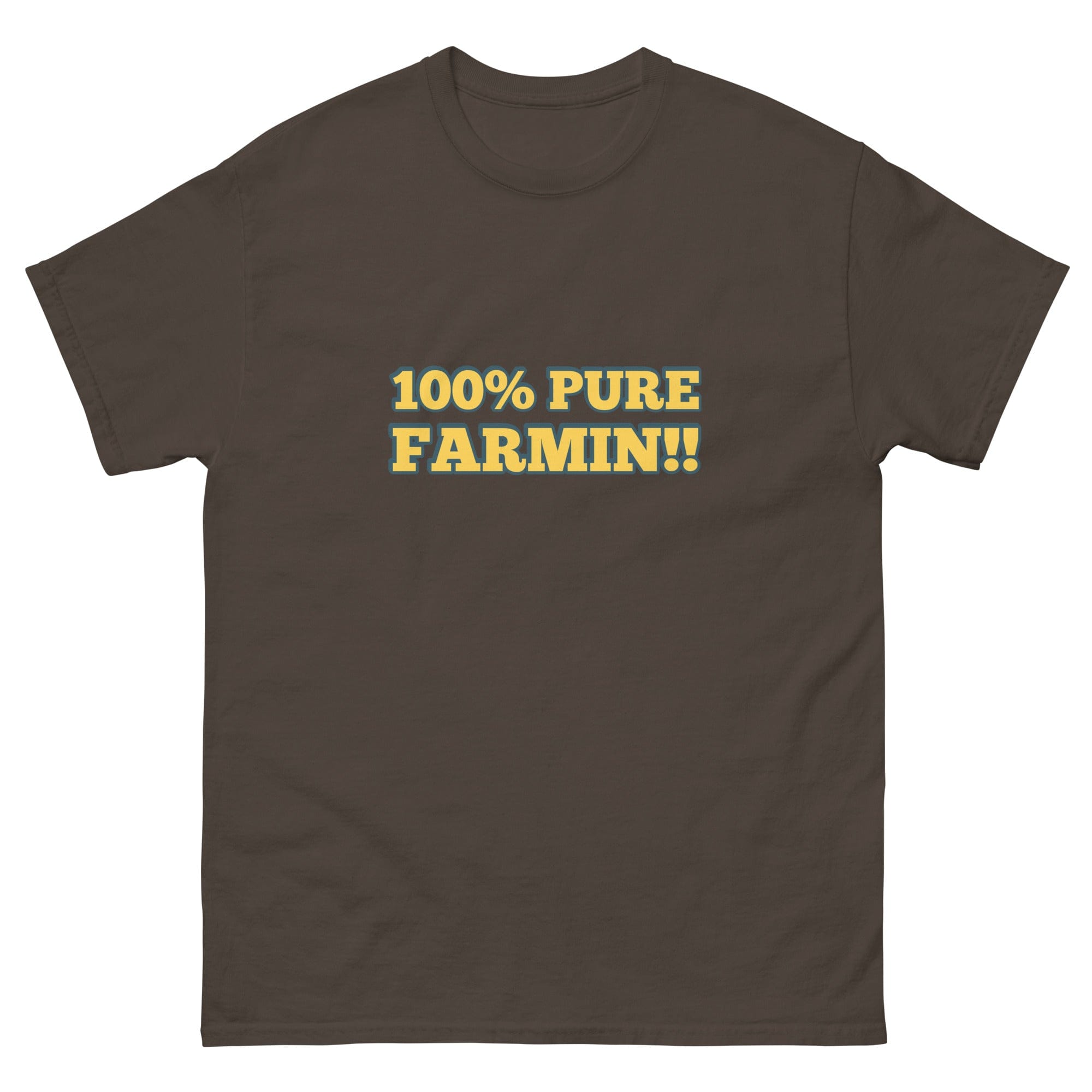 The Tractor Mugs Store Dark Chocolate / S 100% PURE FARMIN!! | Unisex classic tee Quality Farmers Merch