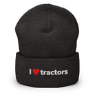 The Tractor Mugs Store Dark Grey I Love Tractors | Cuffed Beanie Quality Farmers Merch