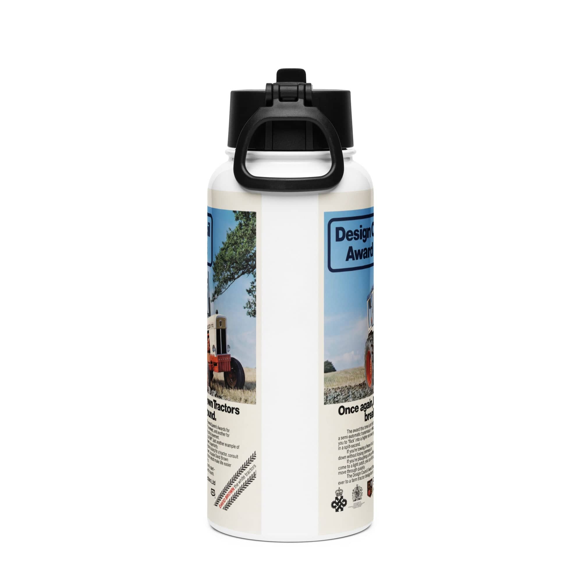 The Tractor Mugs Store David Brown Advert | Stainless steel water bottle with a straw lid Quality Farmers Merch