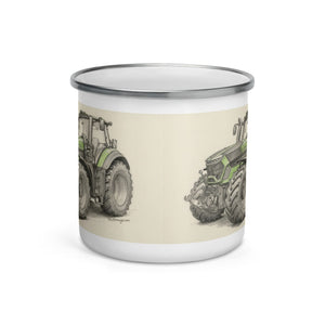 The Tractor Mugs Store Deutz-Fahr 9340 Pencil Sketch | Enamel Mug Quality Farmers Merch