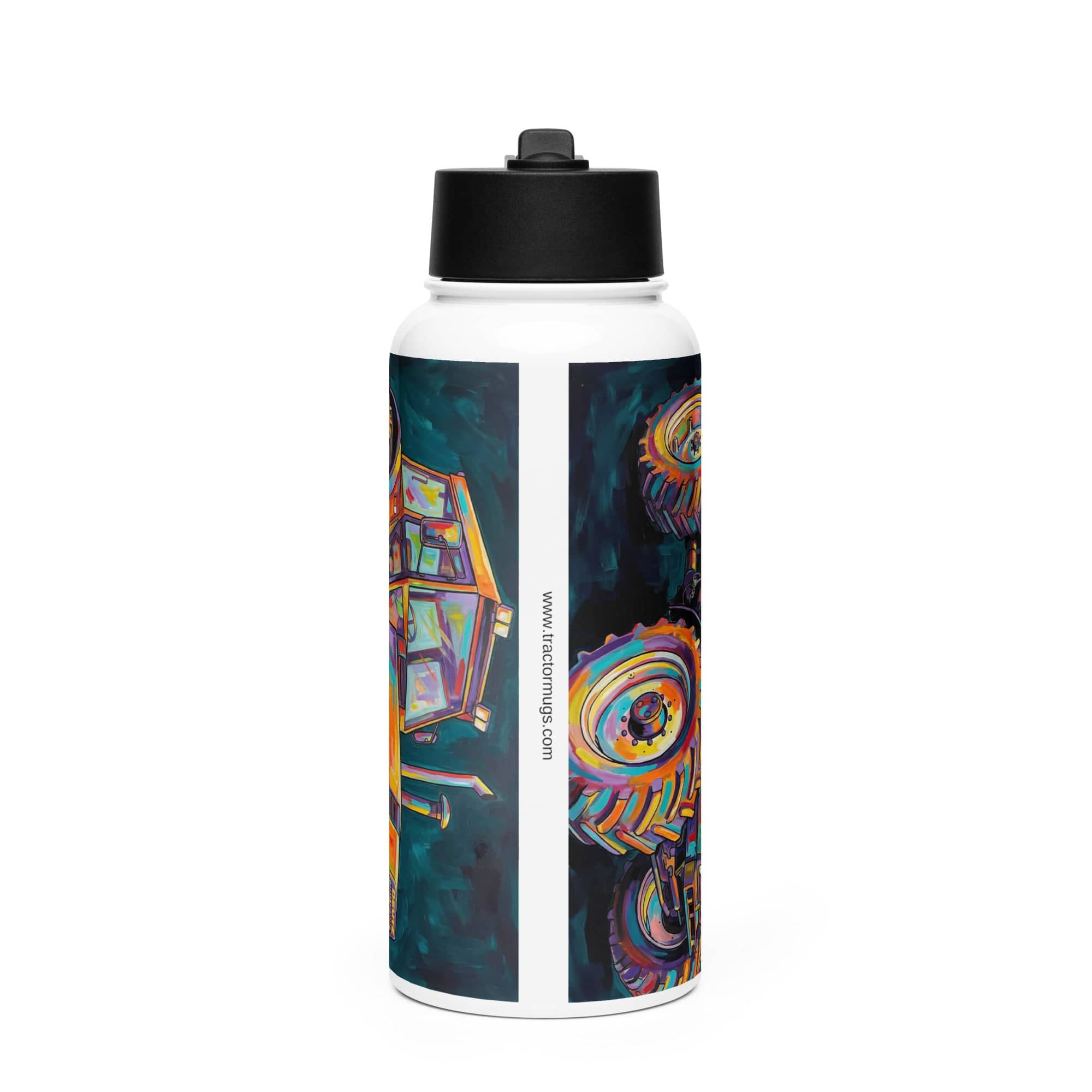 The Tractor Mugs Store Deutz Fahr DX 140 | Splash Art  Stainless steel water bottle with a straw lid Quality Farmers Merch