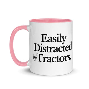 The Tractor Mugs Store EASILY DISTRACTED BY TRACTORS | Mug with Color Inside Quality Farmers Merch