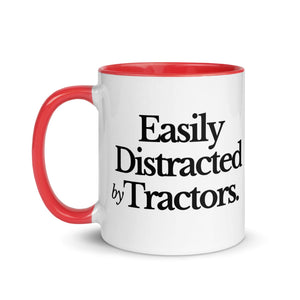 The Tractor Mugs Store EASILY DISTRACTED BY TRACTORS | Mug with Color Inside Quality Farmers Merch