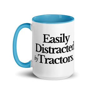 The Tractor Mugs Store EASILY DISTRACTED BY TRACTORS | Mug with Color Inside Quality Farmers Merch