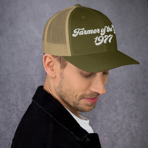 The Tractor Mugs Store Farmer of The Year 1977 | Retro 70's Trucker Cap Quality Farmers Merch