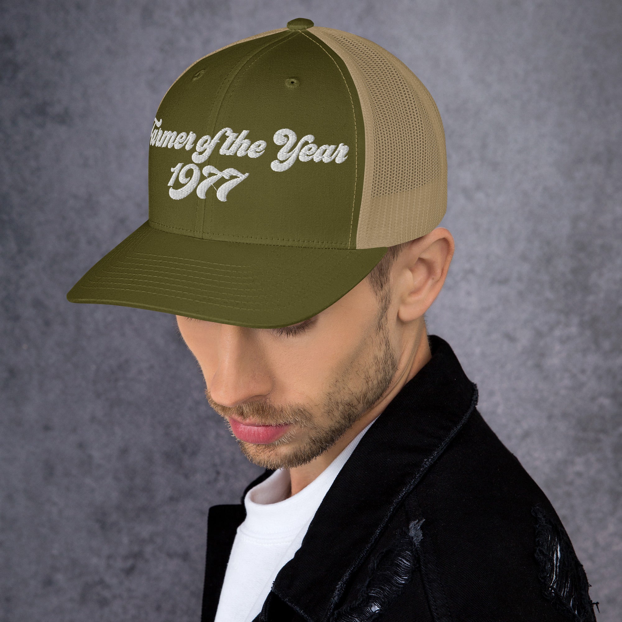 The Tractor Mugs Store Farmer of The Year 1977 | Retro 70's Trucker Cap Quality Farmers Merch