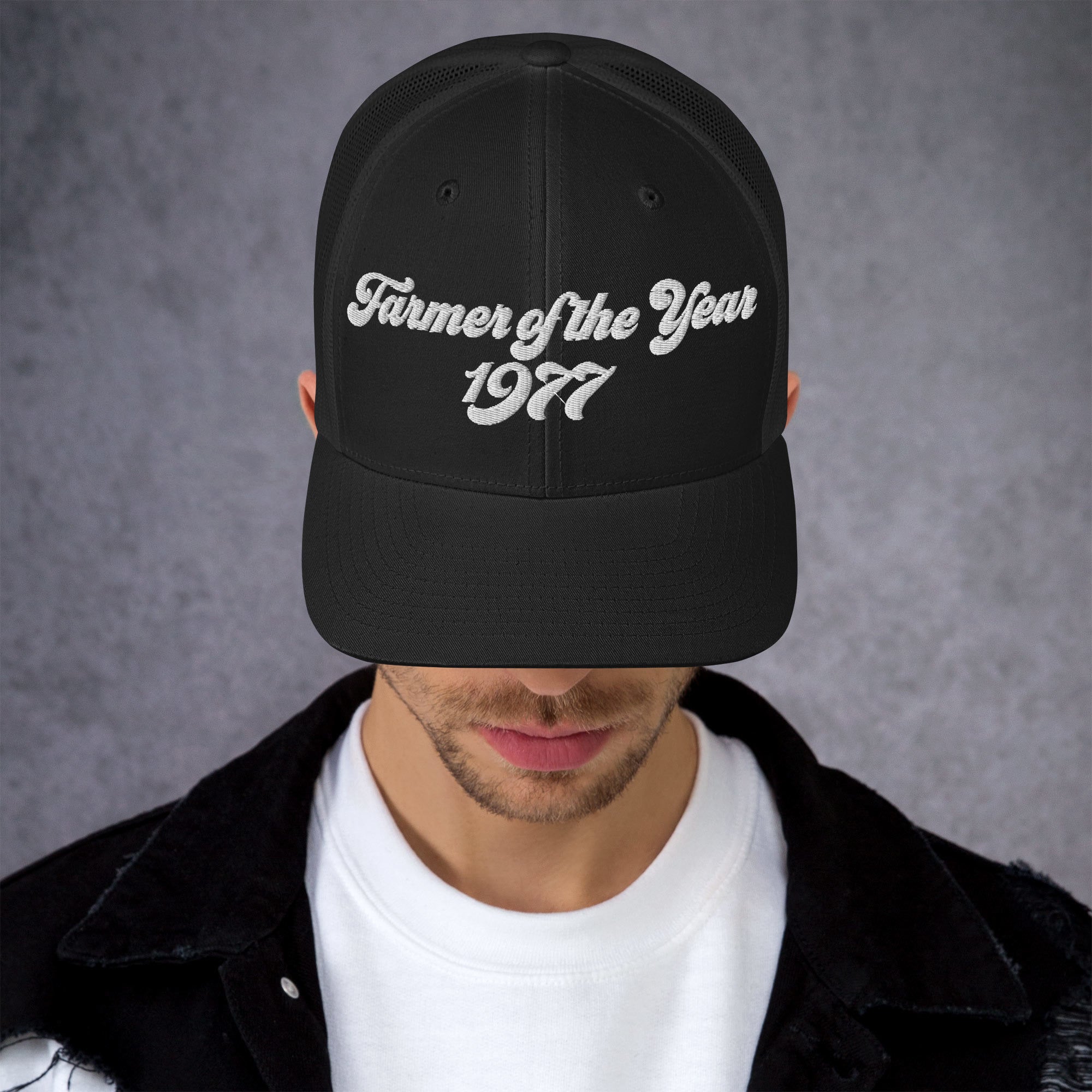 The Tractor Mugs Store Farmer of The Year 1977 | Retro 70's Trucker Cap Quality Farmers Merch
