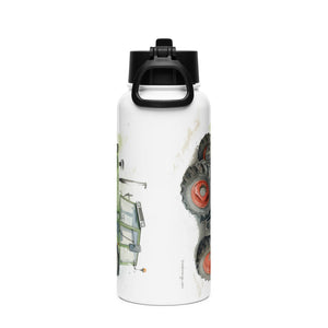The Tractor Mugs Store Fendt 308 LSA 4WD Watercolor | Stainless steel water bottle with a straw lid Quality Farmers Merch