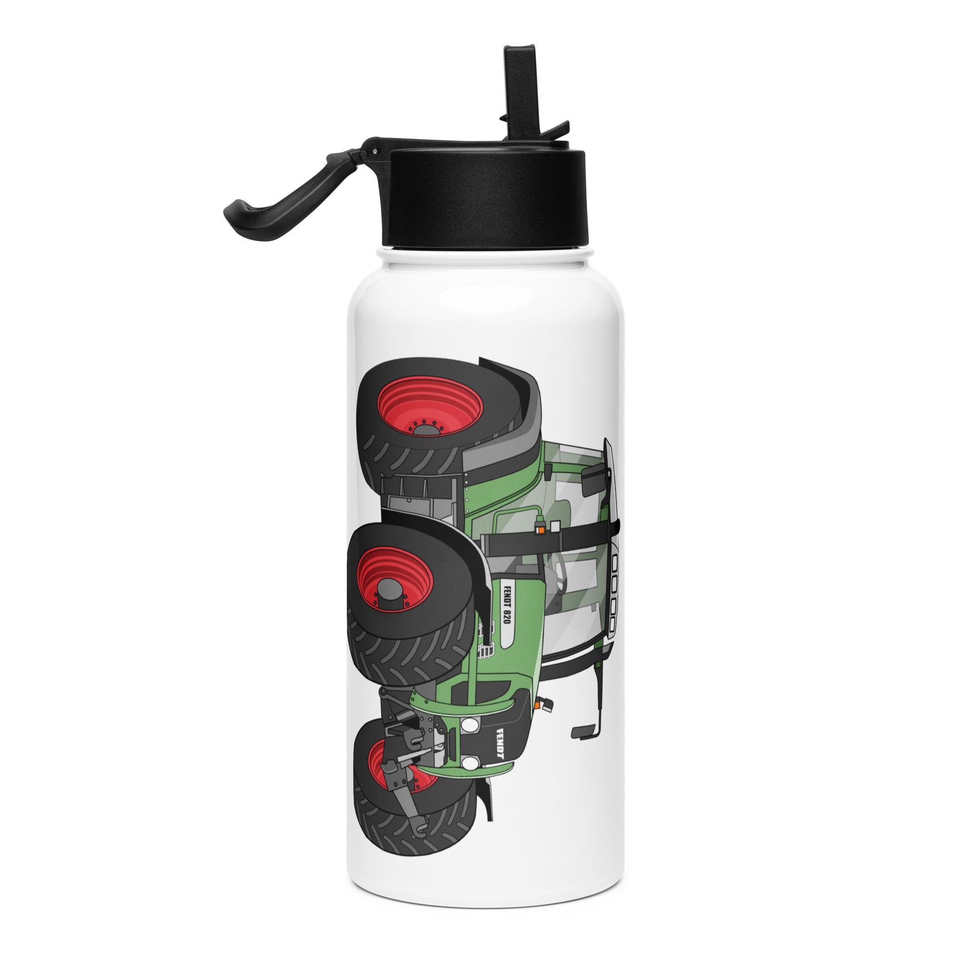 The Tractor Mugs Store Fendt 820 VArio TMS | Stainless steel water bottle with a straw lid Quality Farmers Merch