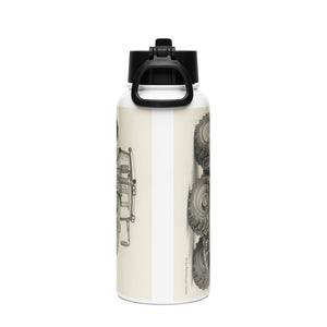 The Tractor Mugs Store Fendt 930 Vario S4 Pencil Sketch | Stainless steel water bottle with a straw lid Quality Farmers Merch