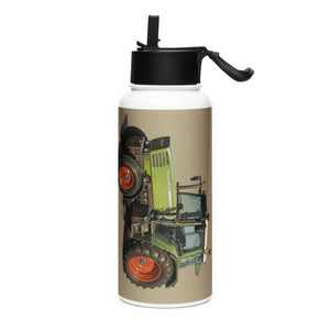 The Tractor Mugs Store Fendt Farmer 308 C Oil Painting | Stainless steel water bottle with a straw lid Quality Farmers Merch