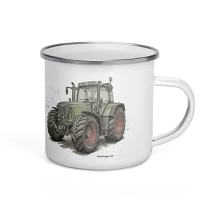 The Tractor Mugs Store Fendt Favorit 818 Pencil Sketch | Enamel Mug Quality Farmers Merch