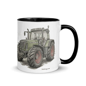 The Tractor Mugs Store Fendt Favorit 818 Pencil Sketch | Mug with Color Inside Quality Farmers Merch