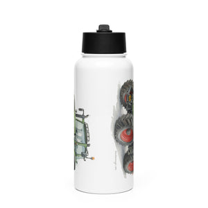 The Tractor Mugs Store Fendt Favorit 818 Watercolor | Stainless steel water bottle with a straw lid Quality Farmers Merch