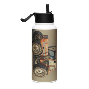 The Tractor Mugs Store FIAT 110-90 DT Oil Painting | Stainless steel water bottle with a straw lid Quality Farmers Merch