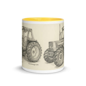 The Tractor Mugs Store FIAT 110-90 DT Pencil Sketch | Mug with Color Inside Quality Farmers Merch