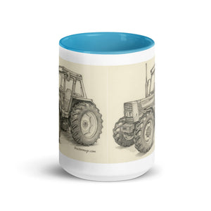 The Tractor Mugs Store FIAT 110-90 DT Pencil Sketch | Mug with Color Inside Quality Farmers Merch