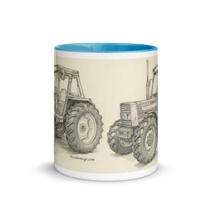 The Tractor Mugs Store FIAT 110-90 DT Pencil Sketch | Mug with Color Inside Quality Farmers Merch