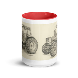 The Tractor Mugs Store FIAT 110-90 DT Pencil Sketch | Mug with Color Inside Quality Farmers Merch