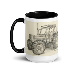 The Tractor Mugs Store FIAT 110-90 DT Pencil Sketch | Mug with Color Inside Quality Farmers Merch