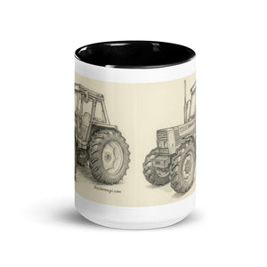 The Tractor Mugs Store FIAT 110-90 DT Pencil Sketch | Mug with Color Inside Quality Farmers Merch