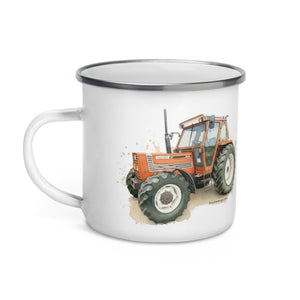 The Tractor Mugs Store FIAT 110-90 DT Watercolor | Enamel Mug Quality Farmers Merch