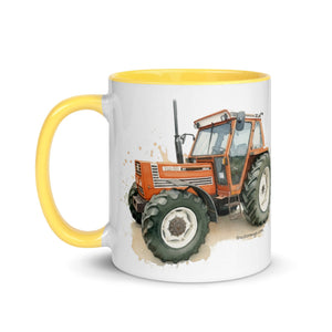 The Tractor Mugs Store FIAT 110-90 DT Watercolor | Mug with Color Inside Quality Farmers Merch
