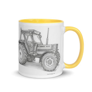 The Tractor Mugs Store FIAT 90-90 DT Pencil Sketch | Mug with Color Inside Quality Farmers Merch