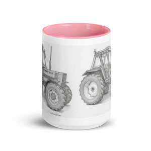 The Tractor Mugs Store FIAT 90-90 DT Pencil Sketch | Mug with Color Inside Quality Farmers Merch