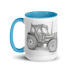 The Tractor Mugs Store FIAT 90-90 DT Pencil Sketch | Mug with Color Inside Quality Farmers Merch